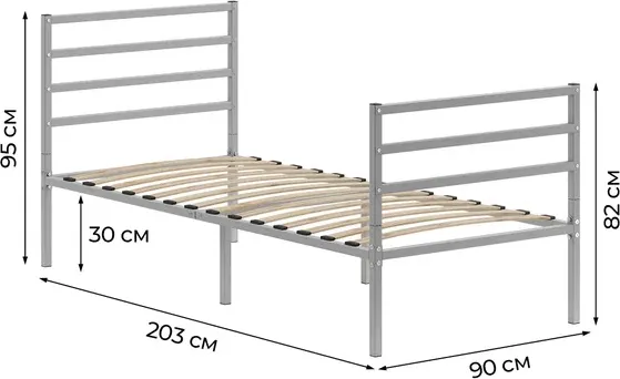 Односпальная кровать Домаклево Металика Г4+Г3 90х200