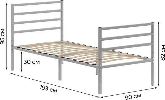Односпальная кровать Домаклево Металика Г4+Г3 90х190