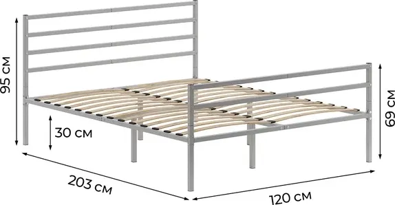 Полуторная кровать Домаклево Металика Г4+Г2 120х200