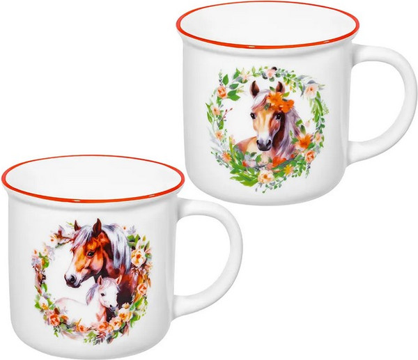 Набор кружек Elan Gallery Лошадь в цветах / 880234 - фото