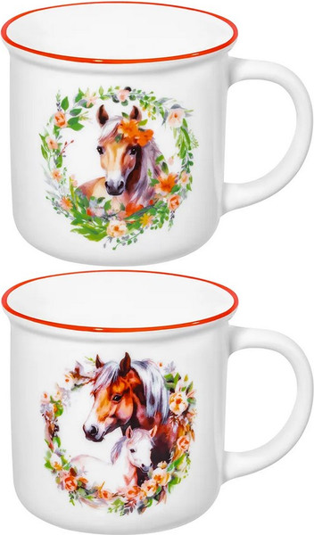 Набор кружек Elan Gallery Лошадь в цветах / 880234