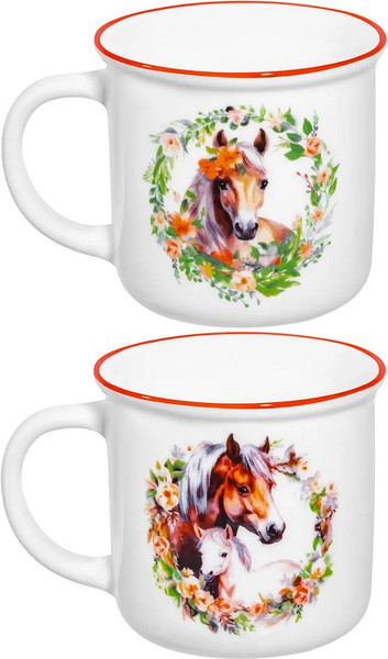 Набор кружек Elan Gallery Лошадь в цветах / 880234