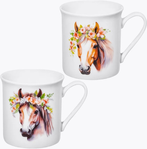 Набор кружек Elan Gallery Лошадь с цветочным венком / 880236 - фото