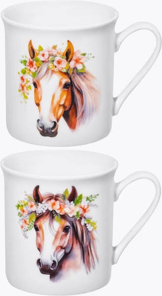 Набор кружек Elan Gallery Лошадь с цветочным венком / 880236