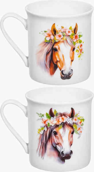 Набор кружек Elan Gallery Лошадь с цветочным венком / 880236