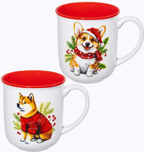 Набор кружек Elan Gallery Зимние собачки / 880261 - фото