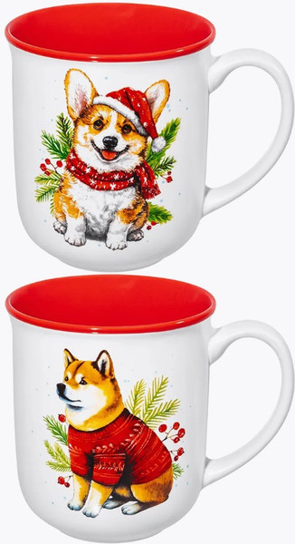 Набор кружек Elan Gallery Зимние собачки / 880261