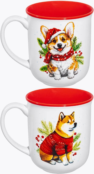 Набор кружек Elan Gallery Зимние собачки / 880261