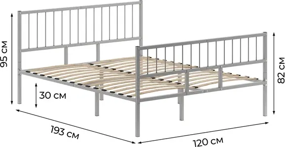 Полуторная кровать Домаклево Металика В4+В3 120х190