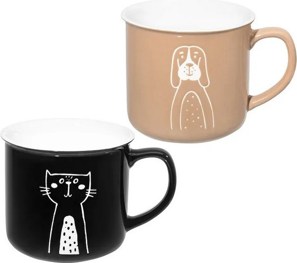 Набор кружек Elan Gallery Кот и пёс / 230263 - фото