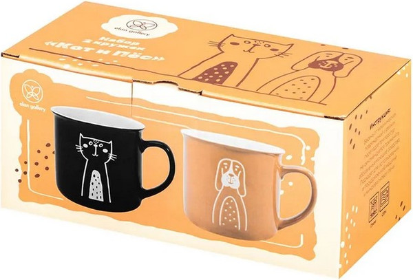 Набор кружек Elan Gallery Кот и пёс / 230263