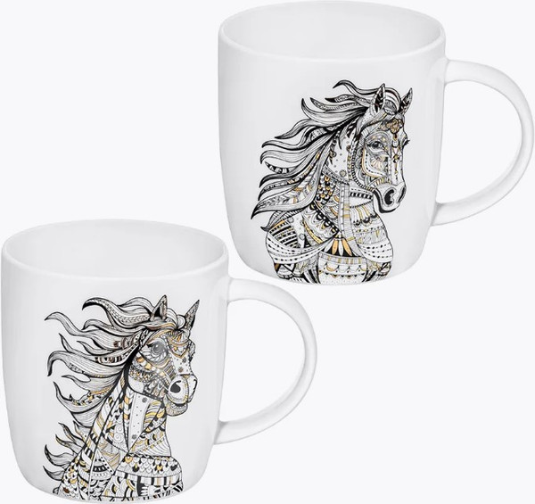 Набор кружек Elan Gallery New Bone China Лошади / 410118 - фото