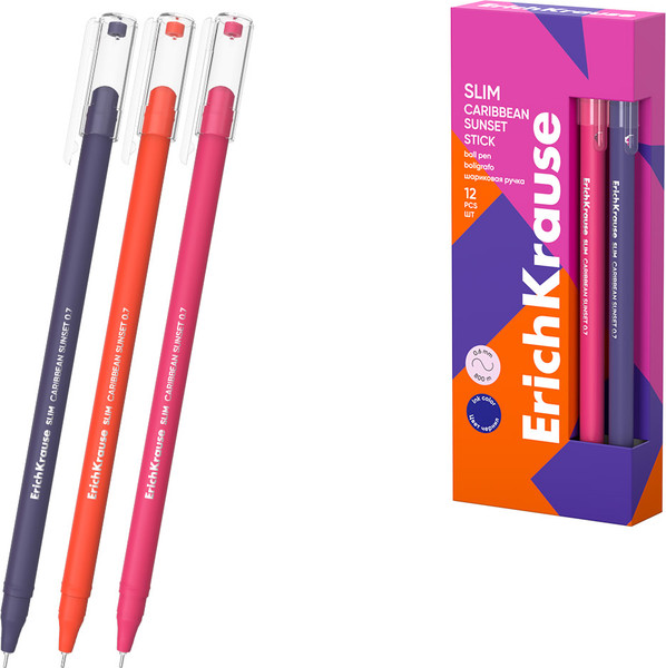 Ручка шариковая Erich Krause Slim Stick Caribbean Sunset 0.7 / 61046