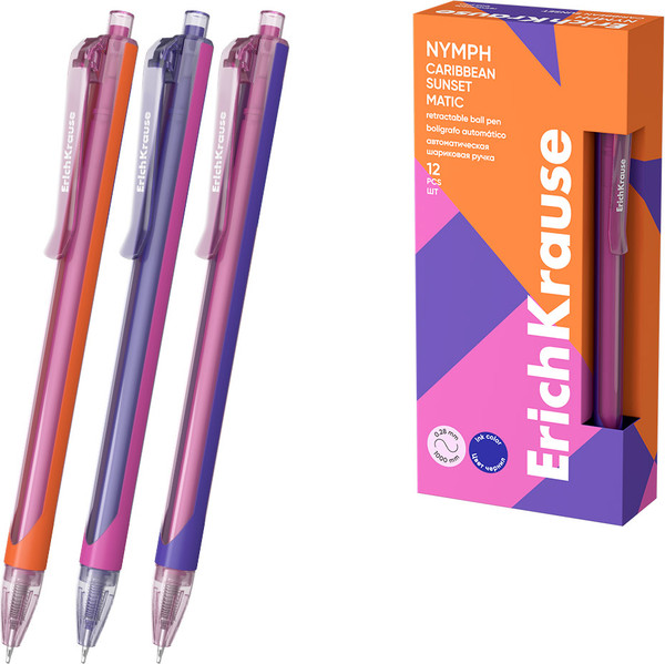 Ручка шариковая Erich Krause Nymph Matic Caribbean Sunset 0.7 / 61087
