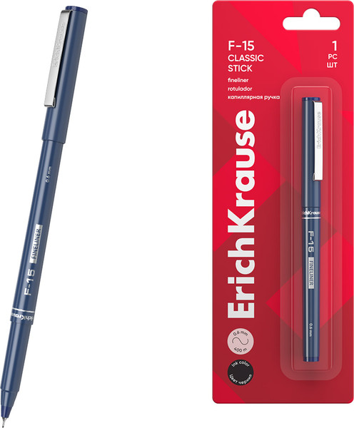 Ручка капиллярная Erich Krause F-15 Stick Classic 0.6 / 62112