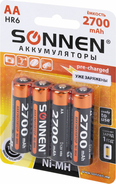 Комплект аккумуляторов Sonnen АА HR6 2700mAh / 455607