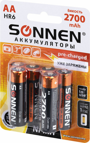 Комплект аккумуляторов Sonnen АА HR6 2700mAh / 455608