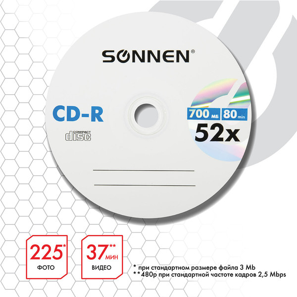 Набор дисков CD-R Sonnen 700Mb 52x