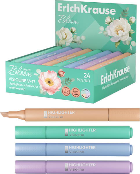 Текстовыделитель Erich Krause Visioline V-17 Pastel Bloom / 60809