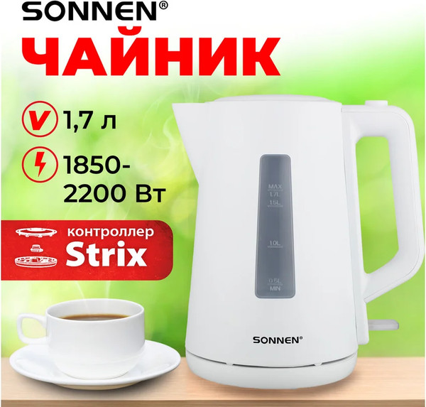 Электрочайник Sonnen KT-1303 / 456374 (белый)