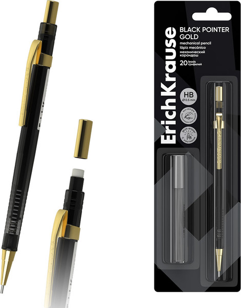 Механический карандаш Erich Krause Black Pointer Gold 0.5 HB / 64084