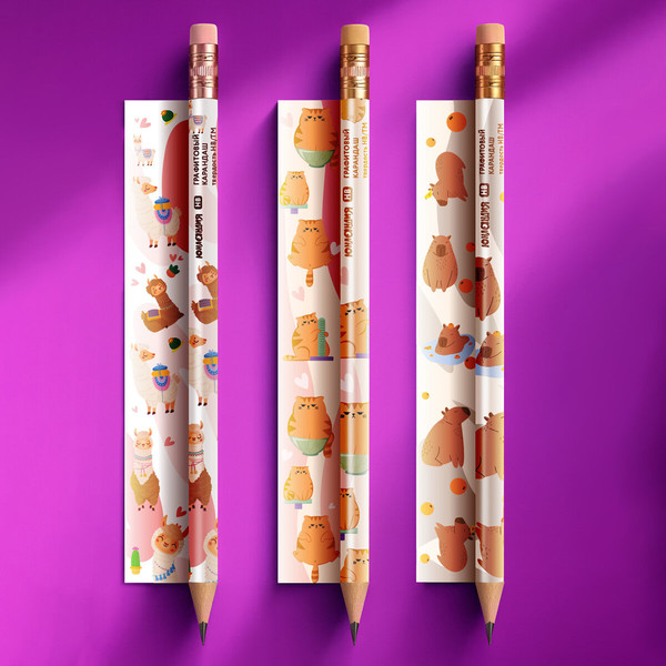 Набор простых карандашей Юнландия Fat Animals/ 182035