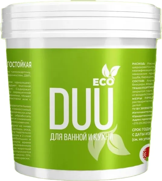 Краска DUU Eco ВД-АК для ванны и кухни влагостойкая - фото
