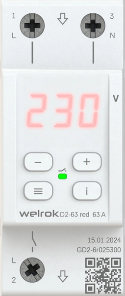 Реле напряжения Welrok D2-63 ТN Red - фото