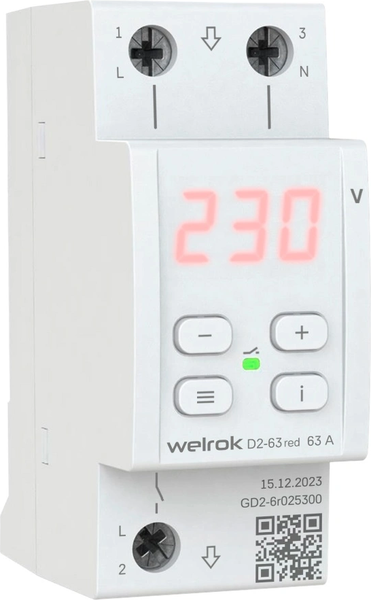 Реле напряжения Welrok D2-63 ТN Red