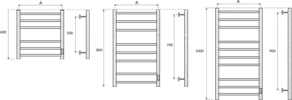 Полотенцесушитель электрический Маргроид Ferrum Вид 10 СНШ 80x50