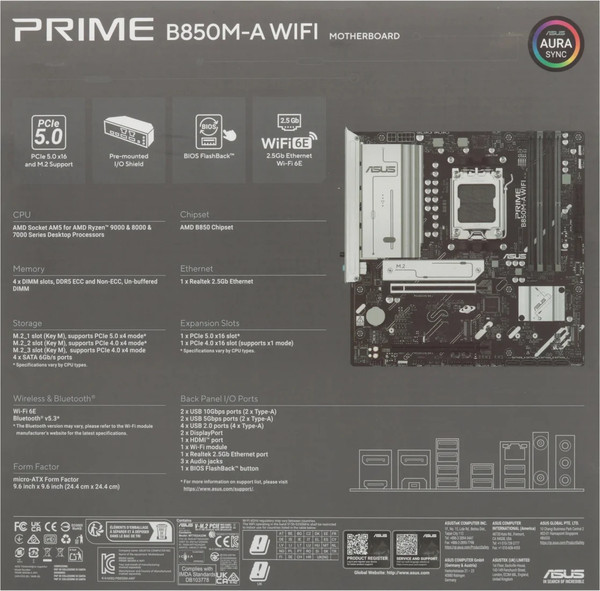 Материнская плата Asus Prime B850M-A WiFi