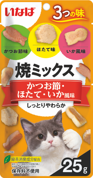 Лакомство для кошек Inaba Якимиксу Кацуобуси с морским гребешком и кальмаром - фото