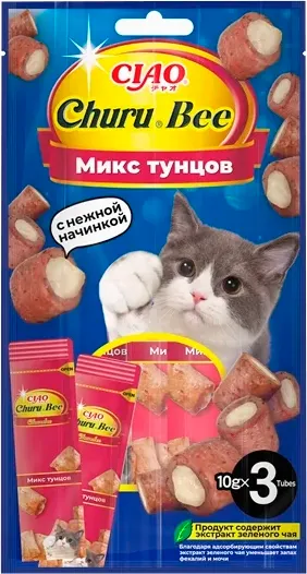 Лакомство для кошек Inaba Чуру-Би Запеченные трубочки Тунец Магуро тунец Кацуо - фото