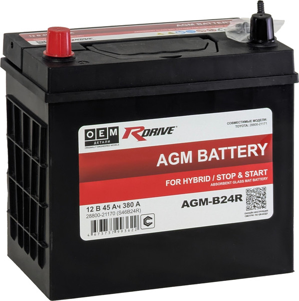 Автомобильный аккумулятор RDrive AGM Asia JL 380A