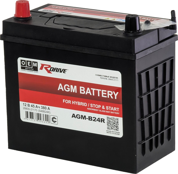 Автомобильный аккумулятор RDrive AGM Asia JL 380A