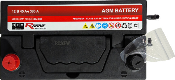 Автомобильный аккумулятор RDrive AGM Asia JL 380A
