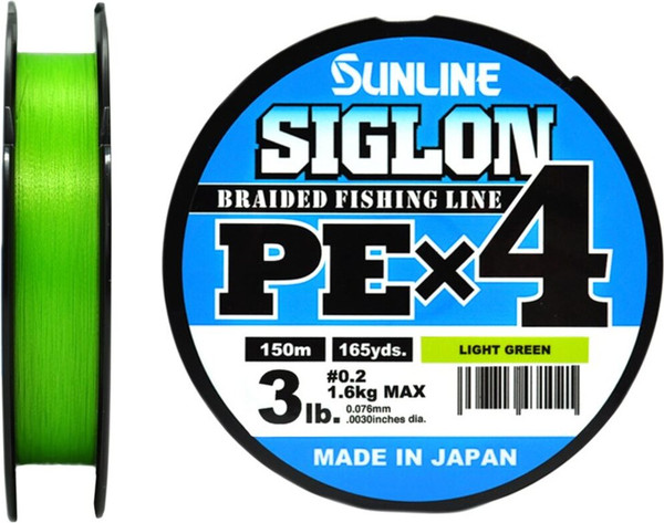 Леска плетеная Sunline Siglon Light Green PEx4 150м 0.2/3LB / SU-63052000 - фото
