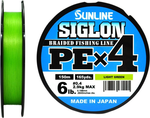 Леска плетеная Sunline Siglon Light Green PEx4 150м 0.4/6LB / SU-63052004 - фото