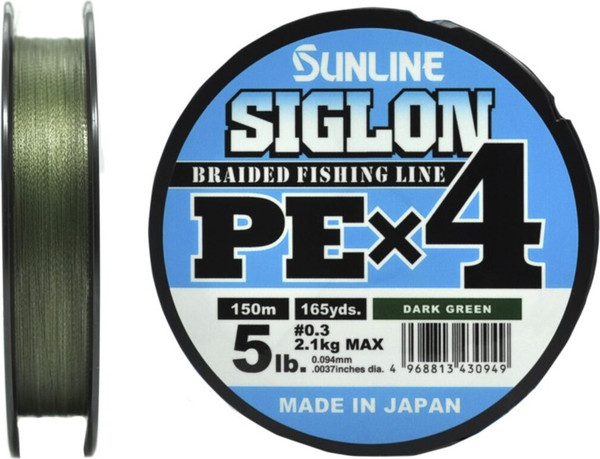 Леска плетеная Sunline Siglon Dark Green PEx4 150м 0.3/5LB / SU-63052042 - фото