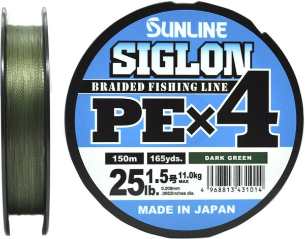 Леска плетеная Sunline Siglon Dark Green PEx4 150м 1.5/25LB / SU-63052056 - фото