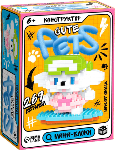 Микроконструктор Unicon Cute pets. Песик на серфе / 10882576 - фото