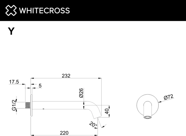 Излив для верхнего душа Whitecross Y1202CR