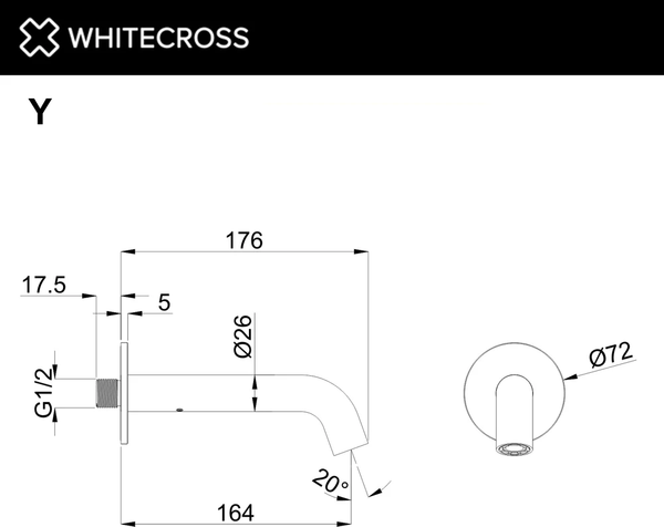 Излив для верхнего душа Whitecross Y1201BL