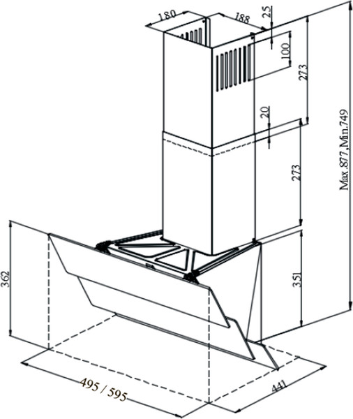 Вытяжка наклонная Monsher Troyes 60