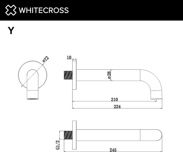 Излив для верхнего душа Whitecross Y1200CPB