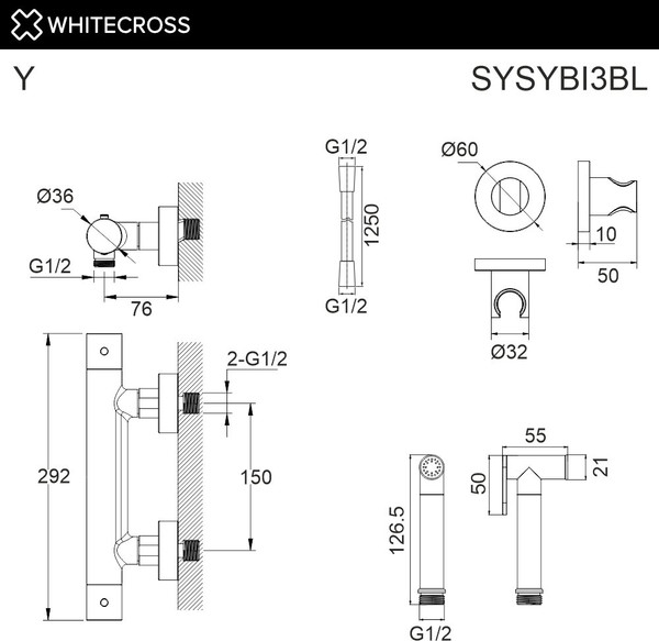 Гигиенический душ со смесителем Whitecross SYSYBI3BL