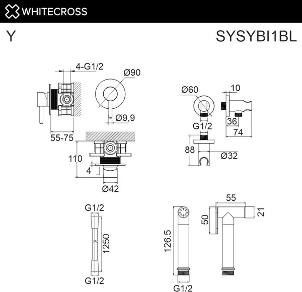 Гигиенический душ со смесителем Whitecross SYSYBI1BL