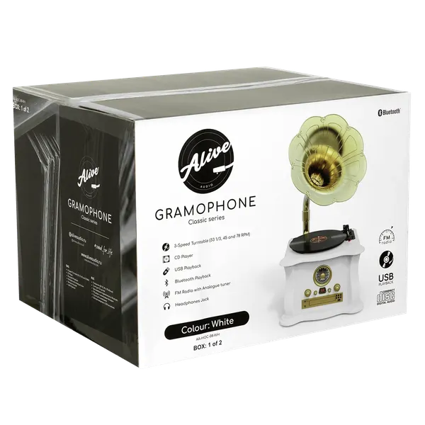 Проигрыватель виниловых пластинок Alive Audio Gramophone AA-HOC-08-WH