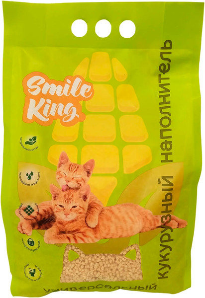 Наполнитель для туалета Smile King Кукурузный универсальный / SK-004 - фото