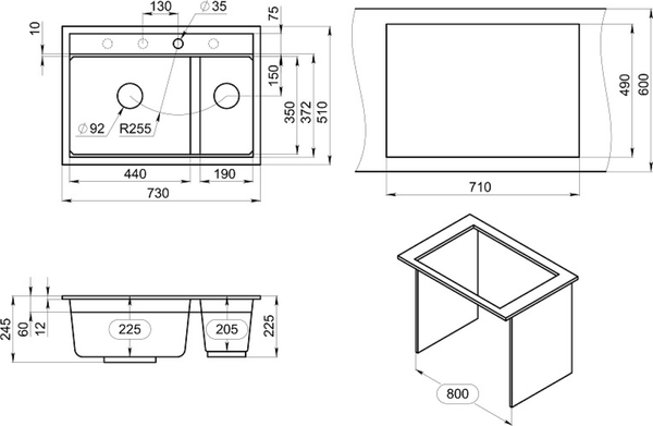 Мойка кухонная GRANULA KS-7302i